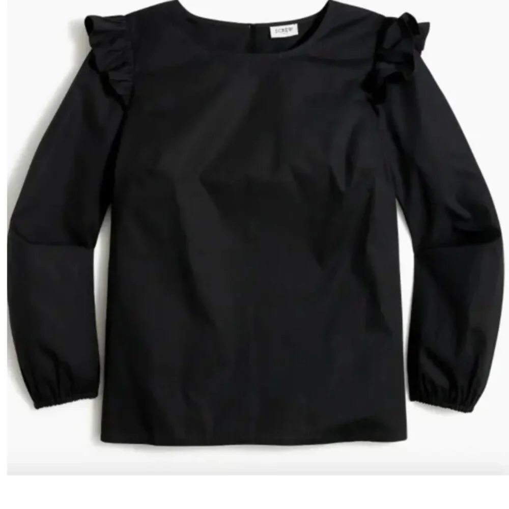 J.Crew Factory Cotton Poplin Top with Ruffles โ Size M - NWT - Picture 1 of 2